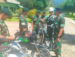 Personil Subdenpom IM/1-5 Aceh Tengah Melaksanakan Kegiatan Sosialisasi Oprasi Gaktib Yustitusi di Kompi D Pameu Periksa Perlengkapan Randis dan Pribadi Personil Kompi D Pameu Yonif 144 Satria Musara