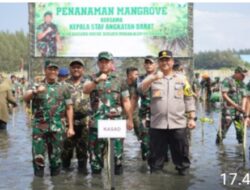 Kepala Staf Angkatan Darat tanam 64.500 Bibit Mangrove Secara Serentak di seluruh Wilayah Prov. Aceh.