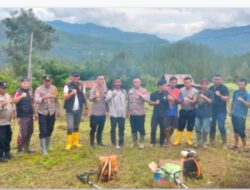 Mewujudkan Pemanfaatan lahan Produktif, kapolsek Linge dan jajaran Lakukan Sosialisasi serta menggarap lahan yang tidak terpakai menjadi lahan Produktif bersama Masyarakat