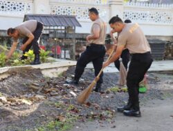Sambut Bulan Suci Ramadhan 1446 H Polres Aceh Tengah Dan Polsek Jajaran Serentak Laksanakan Bakti Regili Di Masjid