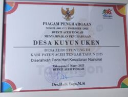 Kepala Desa Kuyun Uken Sampaikan Ucapan Terima Kasih Atas Penghargaan Zero Stunting