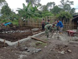 Wujud Kepedulian TNI, Satgas TMMD Dirikan Pondasi RTLH Milik Ibu Kasnawati di Silih Nara