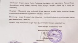 Imem Mukim Gelung Perajah Kecamatan Linge Kirim Surat permohonan bantuan mobil ambulans Postu PantanNangka.